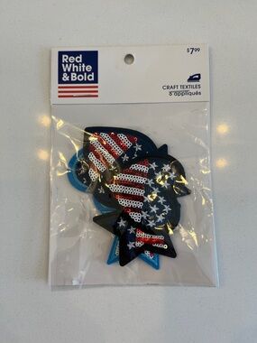 American Flag Sequin Patches - Red, White & Blue